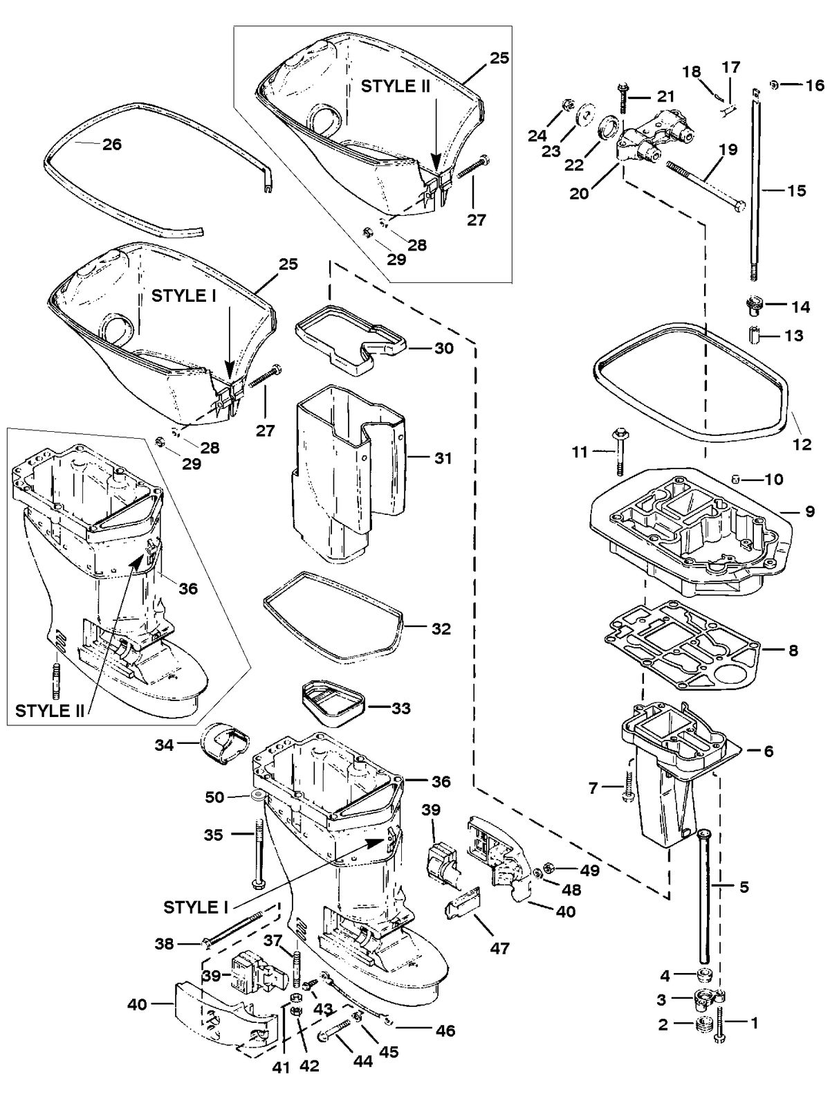 FORCE 40/50 H.P. DRIVESHAFT HOUSING
