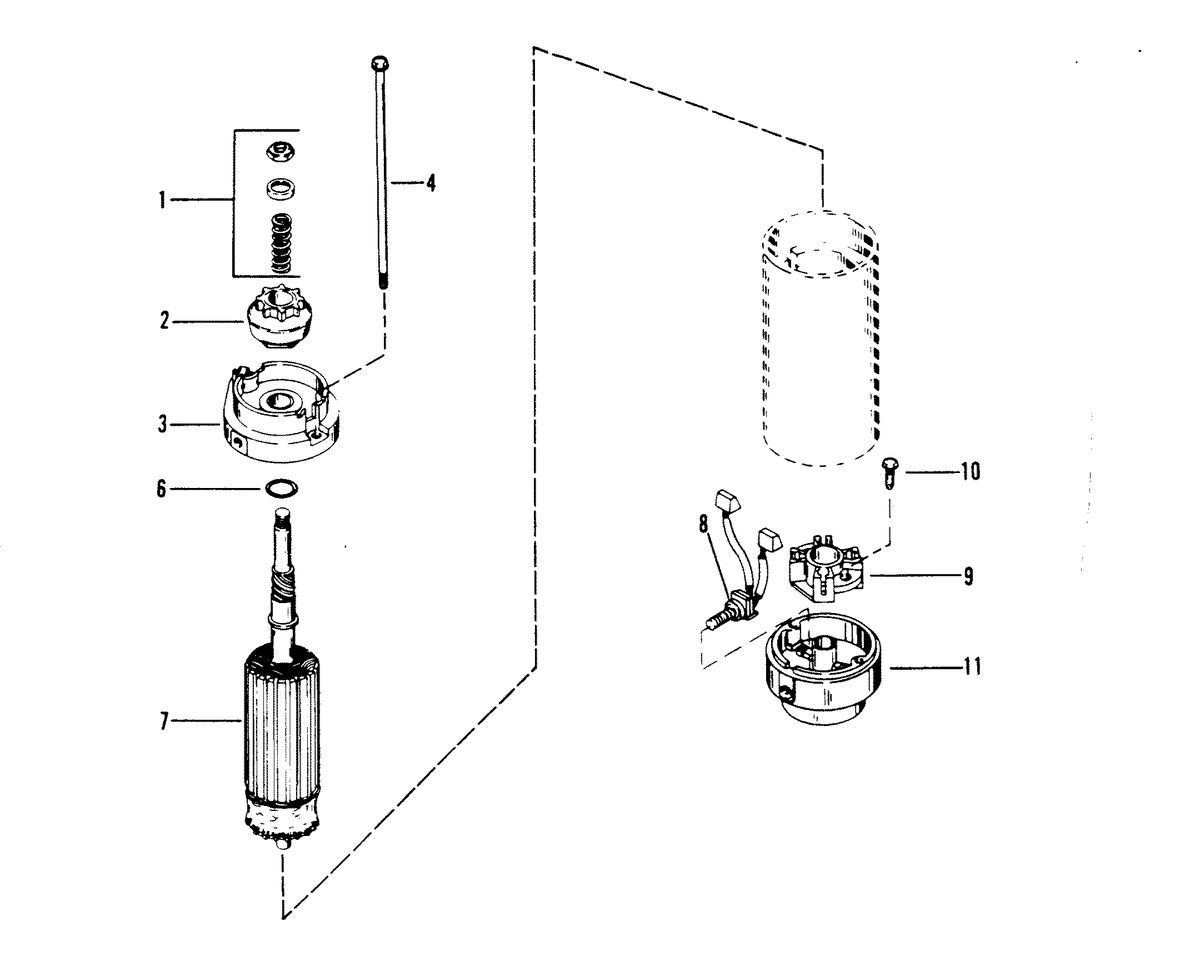 RACE OUTBOARD XR-2 / MAGNUM STARTER MOTOR ASSEMBLY