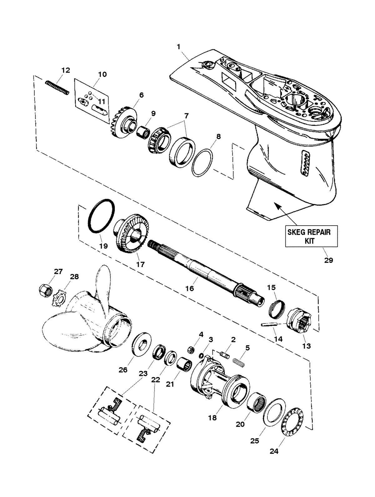 FORCE FORCE 120 H.P. (1998-1999) GEAR HOUSING ASSEMBLY (PROPSHAFT)