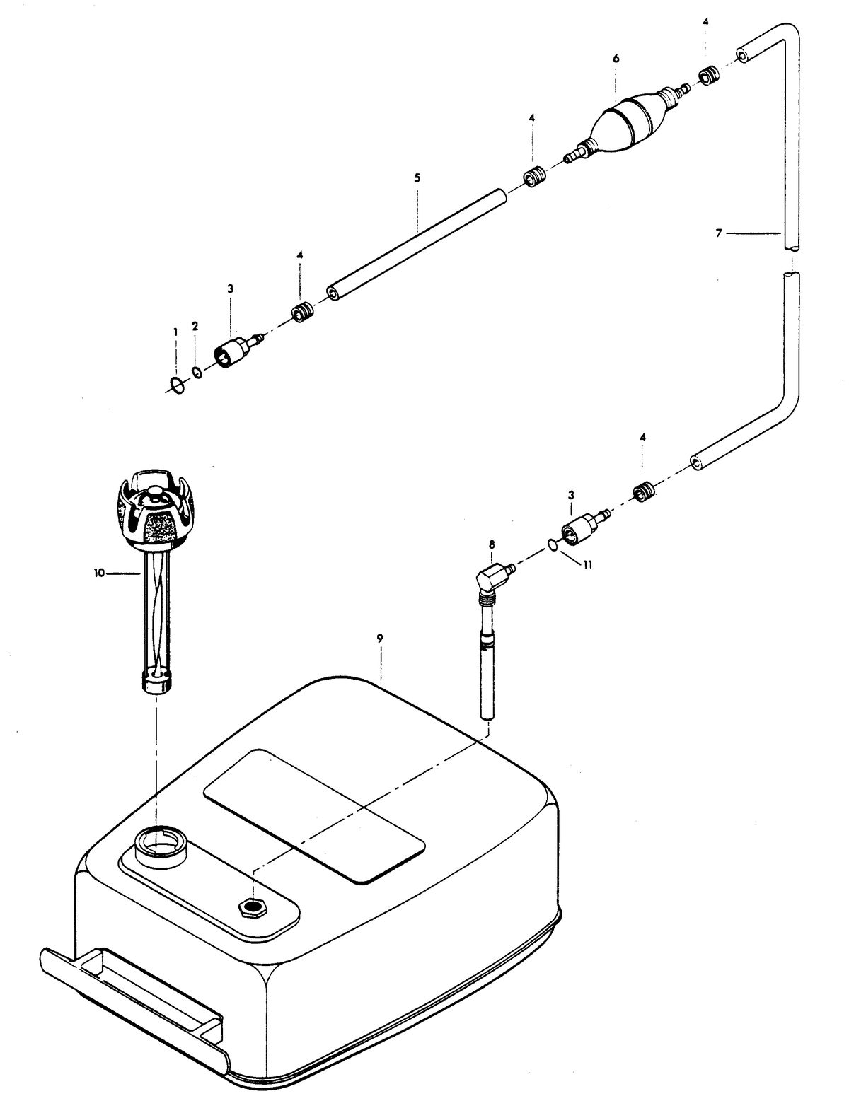 CHRYSLER 9.9 H.P SAILOR FUEL TANK AND LINE