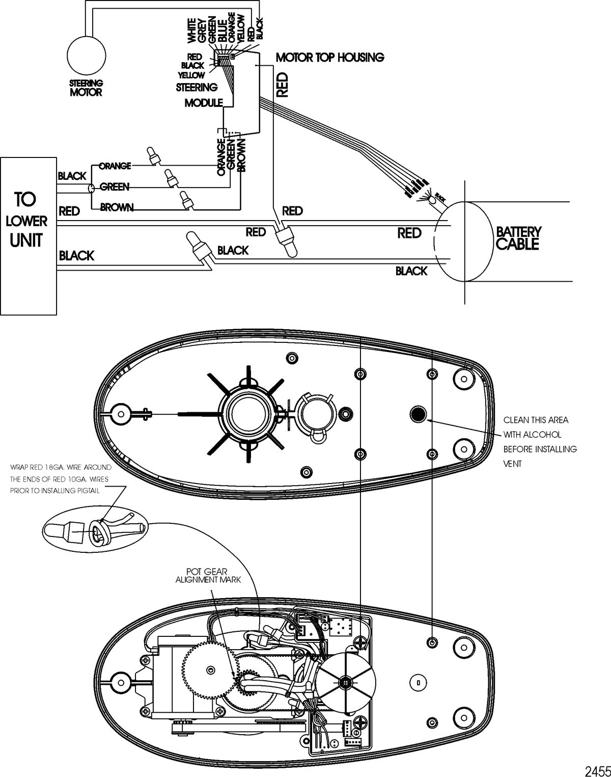 TROLLING MOTOR MOTORGUIDE DIGITAL STEERING SERIES Wire Diagram(Model DS54FB) (12 Volt)