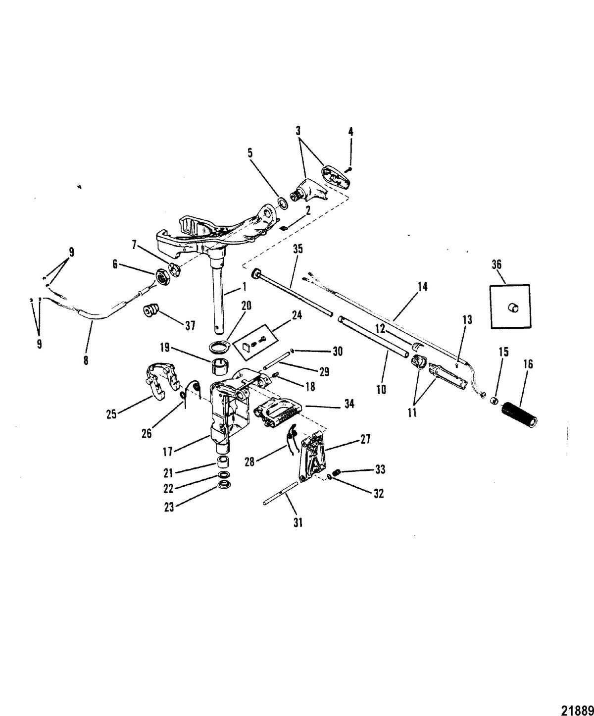 MERCURY/MARINER XR-10/MAGNUM 10/SEA PRO 10/MARATHON 10 Swivel Bracket and Steering Handle