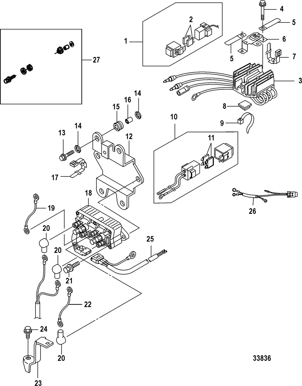 MERCURY/MARINER 15/20 CARBURETOR/2 CYLINDER/4-STROKE Electrical Components, Rectifier