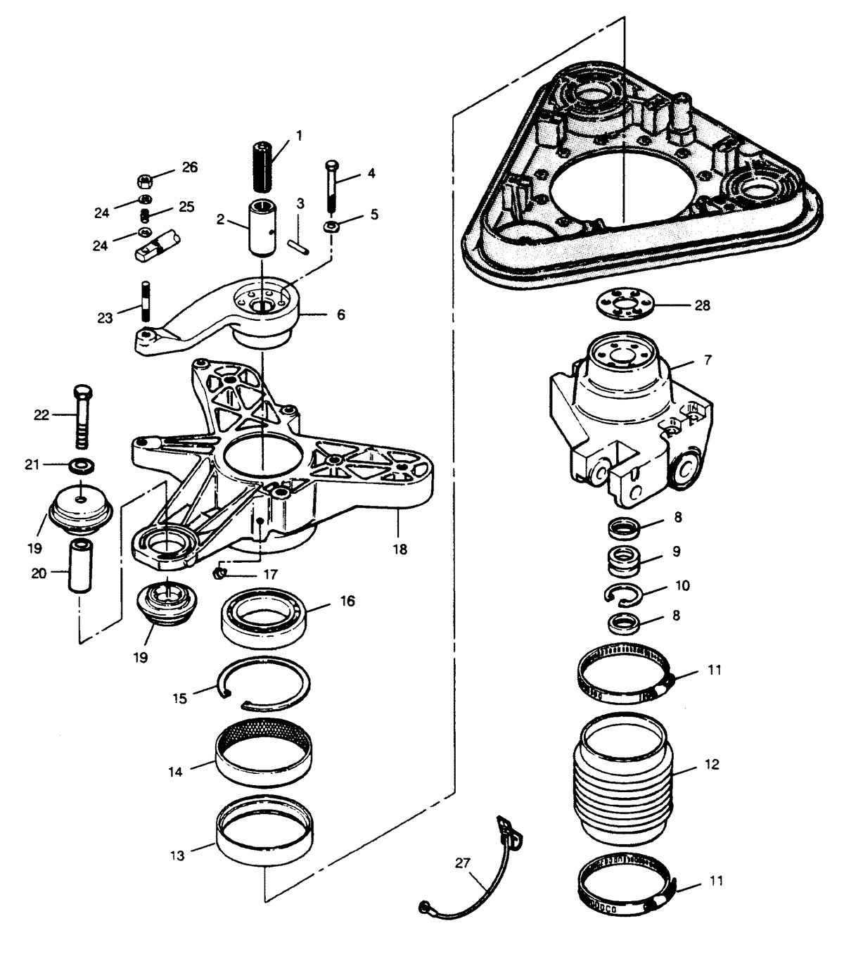 FORCE FORCE 1990 120 H.P. "C" MODELS L-DRIVE MOUNT AND STEERING YOKE