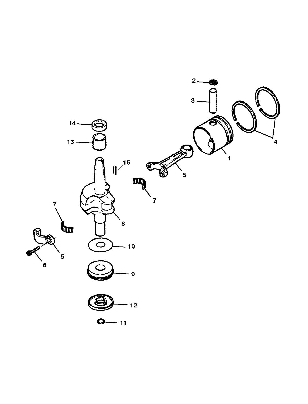 SEARS 5 H.P (OUTBOARD MOTOR) CRANKSHAFT AND PISTON