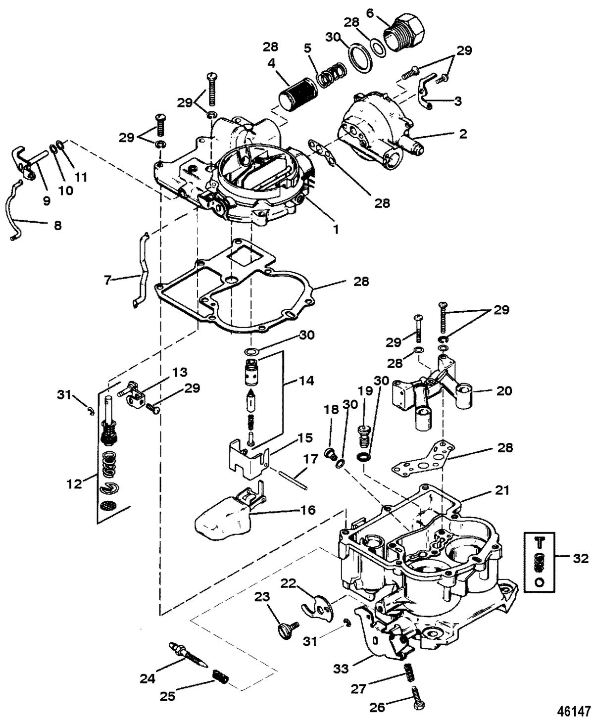 MERCRUISER 5.7L COMPETITION SKI ENGINE CARBURETOR(MERCARB - 2 BARREL)