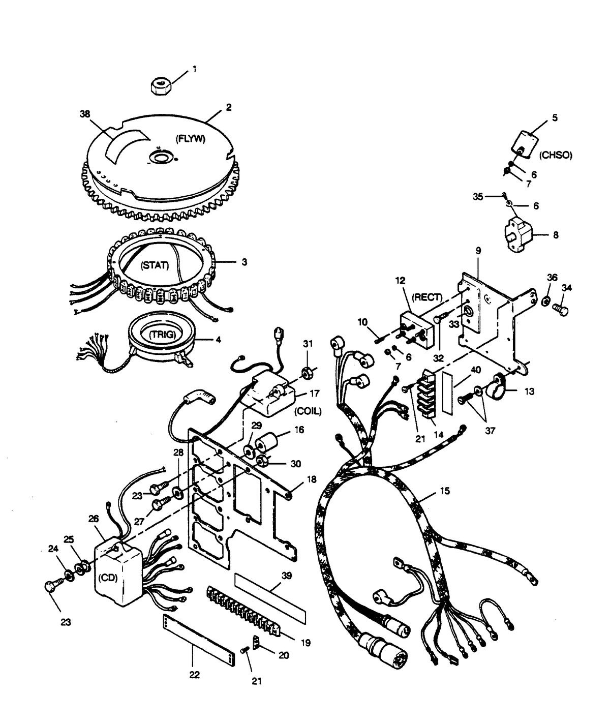 FORCE FORCE 1989 85 H.P. L-DRIVE ELECTRICAL COMPONENTS