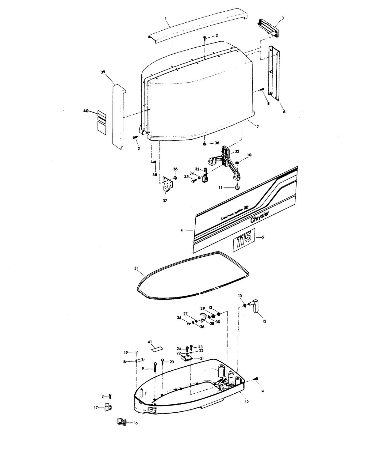 CHRYSLER 115 H.P. ENGINE COVER AND SUPPORT PLATE