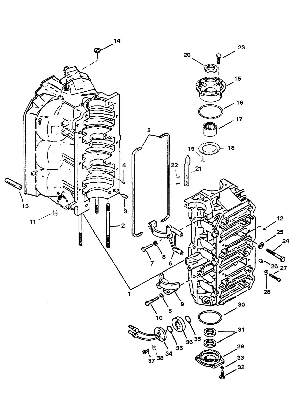RACE OUTBOARD FORMULA 1 2 LITRE - EFI CYLINDER BLOCK AND END CAPS