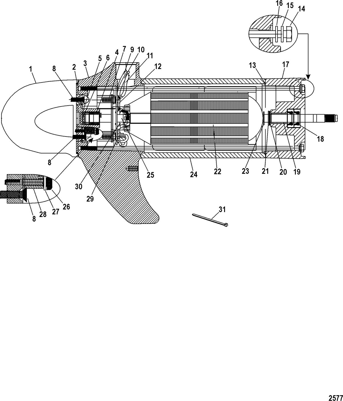 TROLLING MOTOR MOTORGUIDE PTSV SERIES Lower Unit Assembly(82# - Variable) (MTP397012)