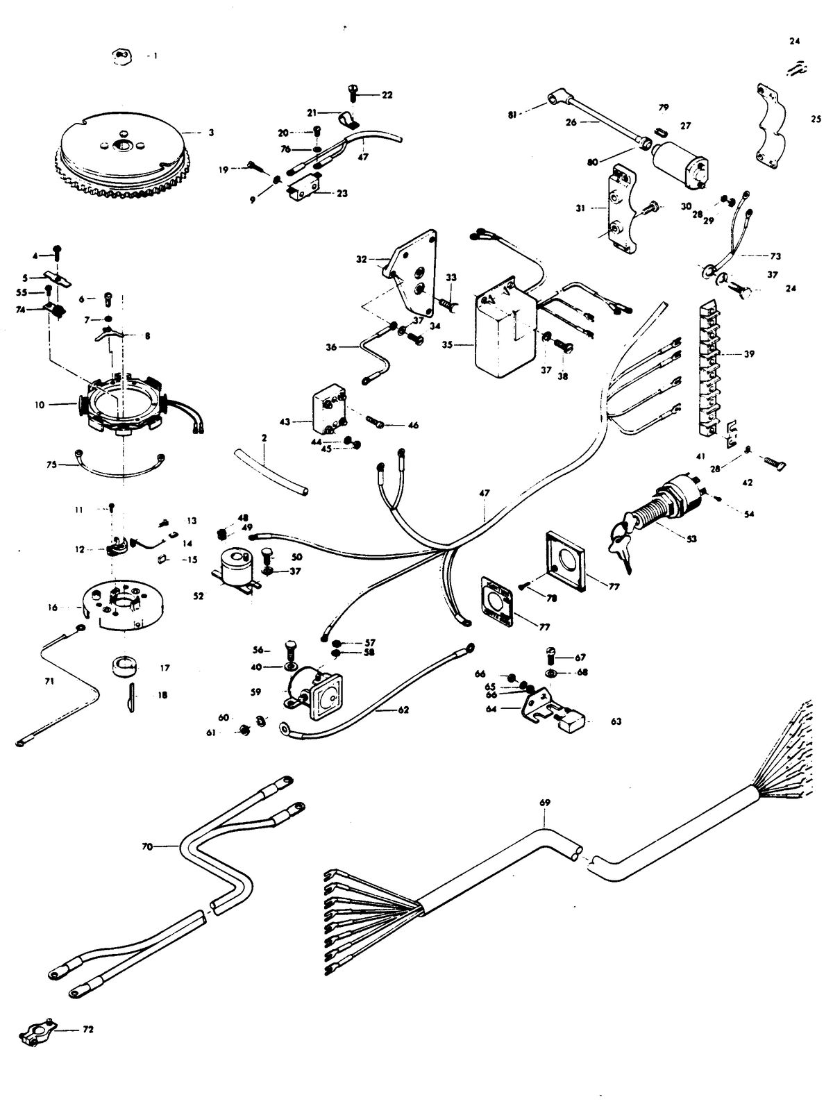 CHRYSLER 45 H.P. ALTERNATOR AND ELECTRICAL COMPONENTS FOR MAGNAPOWER MODELS