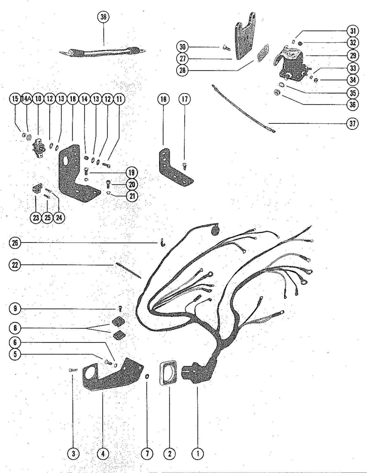 MERCRUISER 888 (2 BBL)ENGINE WIRING HARNESS AND STARTER SOLENOID