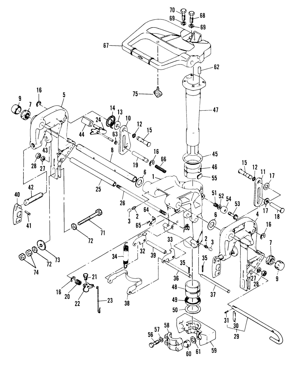 MARINER MARINER 40A HORSEPOWER CLAMP AND SWIVEL BRACKET/REVERSE LOCK