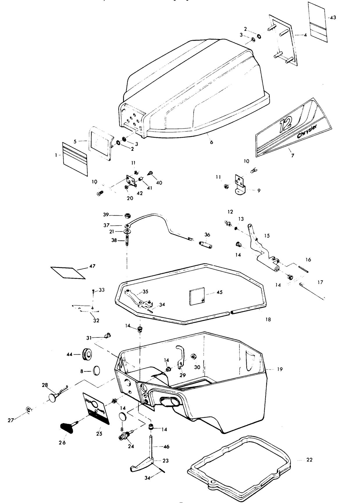 CHRYSLER 12 H.P. ENGINE COVER AND SUPPORT PLATE (ALTERNATOR MODELS)