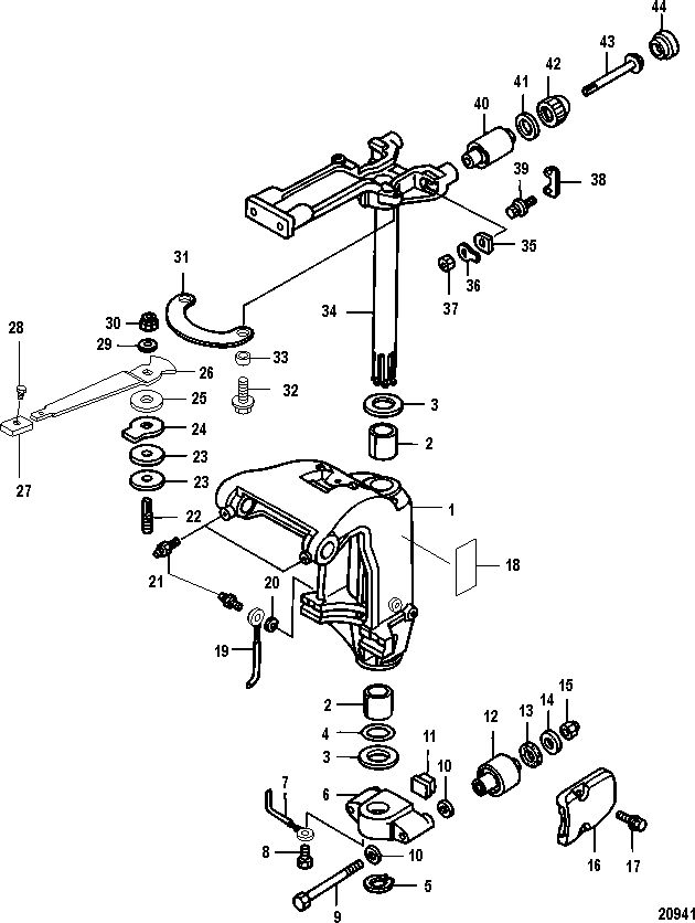 MERCURY/MARINER 25/30/JET 25 EFI/3 CYLINDER  4-STROKE Swivel Bracket, Manual