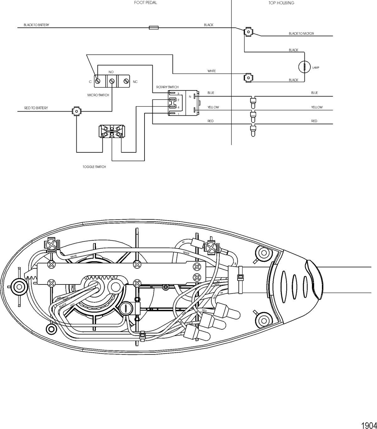 TROLLING MOTOR MOTORGUIDE BILL DANCE SERIES Wire Diagram(Design I - Lighted Version Model BD1236)