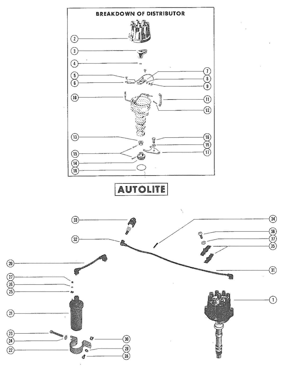 MERCRUISER 225 ENGINE DISTRIBUTOR ASSEMBLY, COMPLETE-AUTOLITE