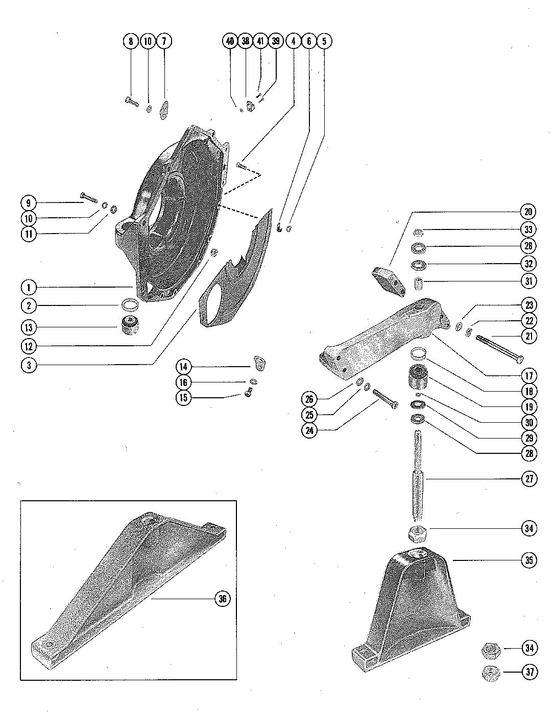 MERCRUISER 165 ENGINE FLYWHEEL HOUSING AND ENGINE SUPPORT