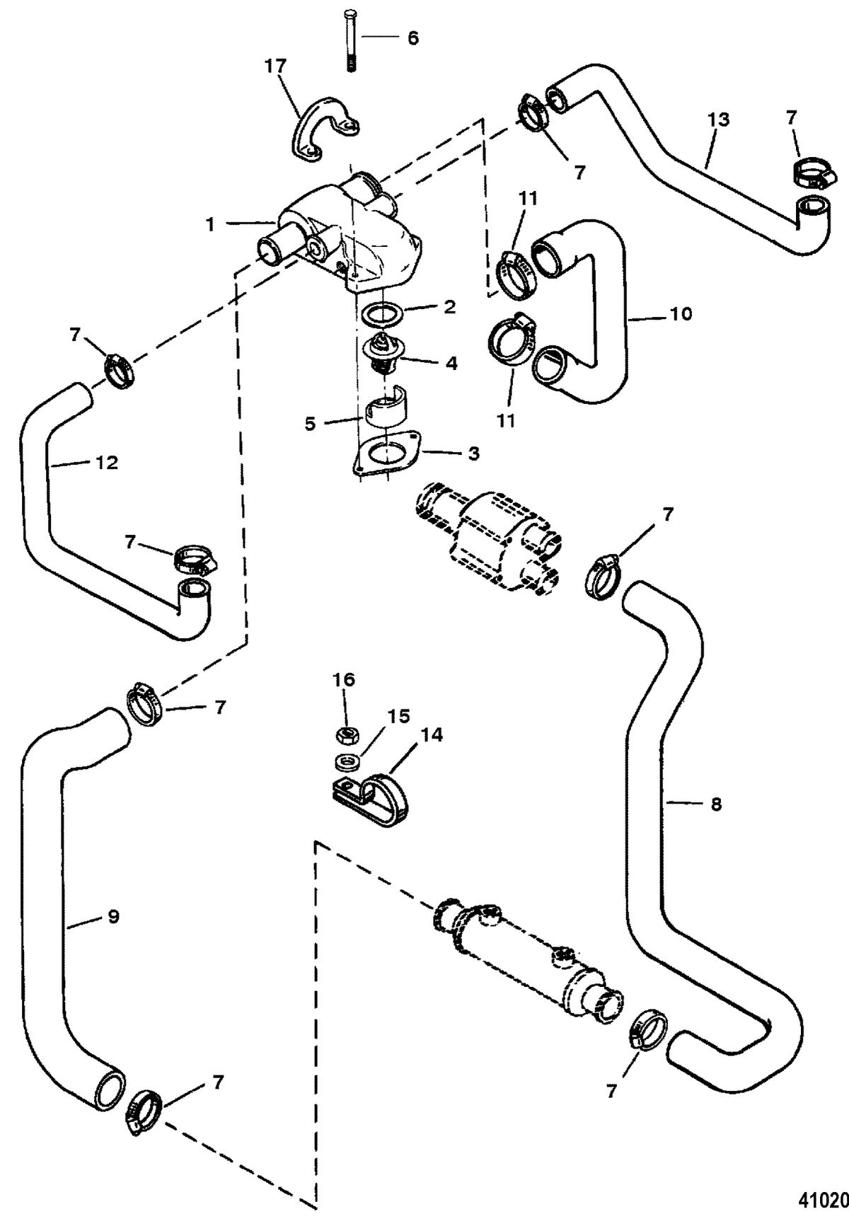 MERCRUISER 5.7L COMPETITION SKI ENGINE Thermostat Housing(Standard Cooling) Design III