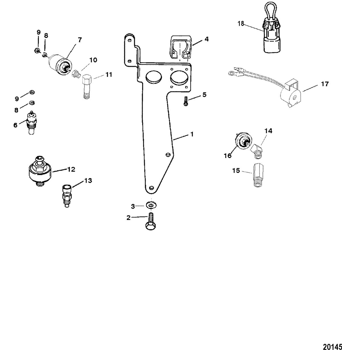 MERCRUISER 454 MAG MPI HORIZON/MIE 8.2L MPI Senders and Harness Bracket