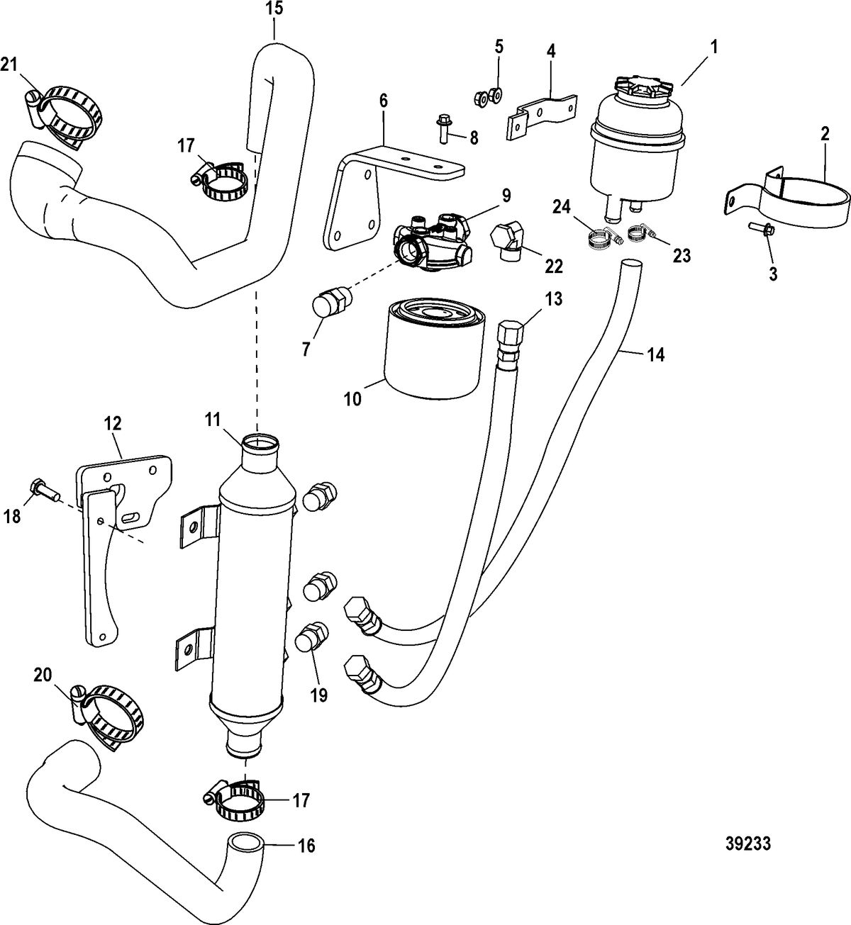 MERCRUISER CUMMINS/MERCRUISER DIESEL QSD-4.2L AXIUS Steering Components, Cooler,Reservoir,LP Filter(GEN I)