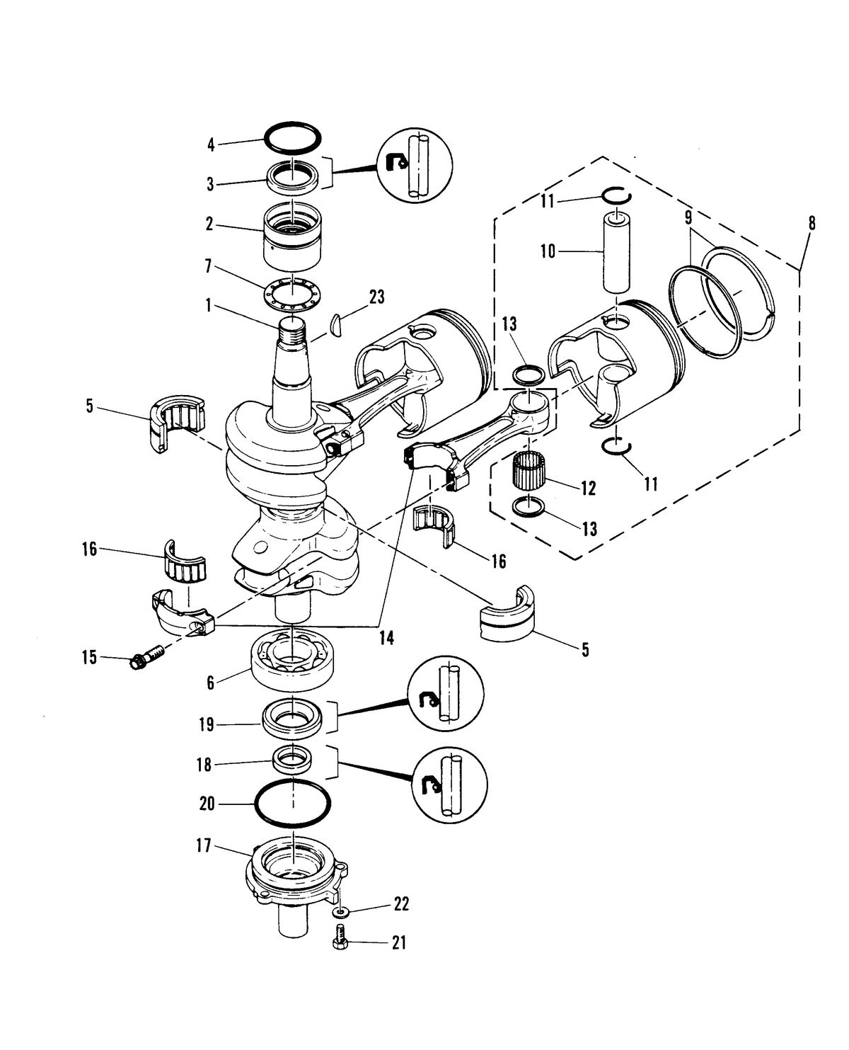 MARINER MARINER W48 CRANKSHAFT AND PISTON