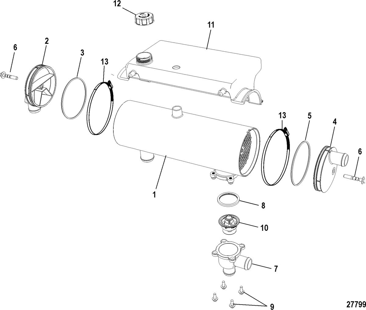 MERCRUISER 100 VAZER Cooling System, Heat Exchanger