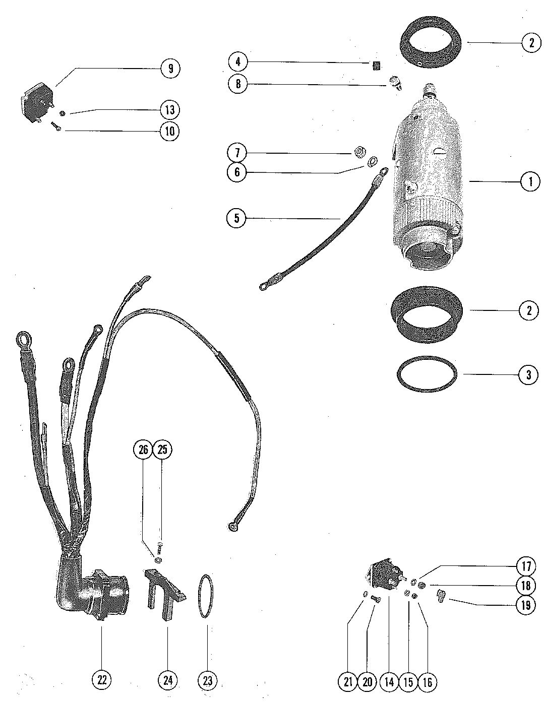 MARINER 80 HORSEPOWER STARTER MOTOR AND WIRING HARNESS
