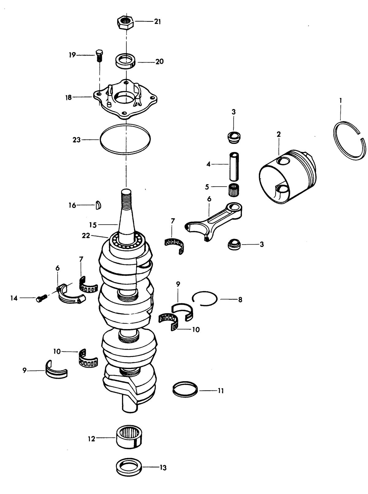 CHRYSLER 140 H.P. CRANKSHAFT AND PISTON GROUP