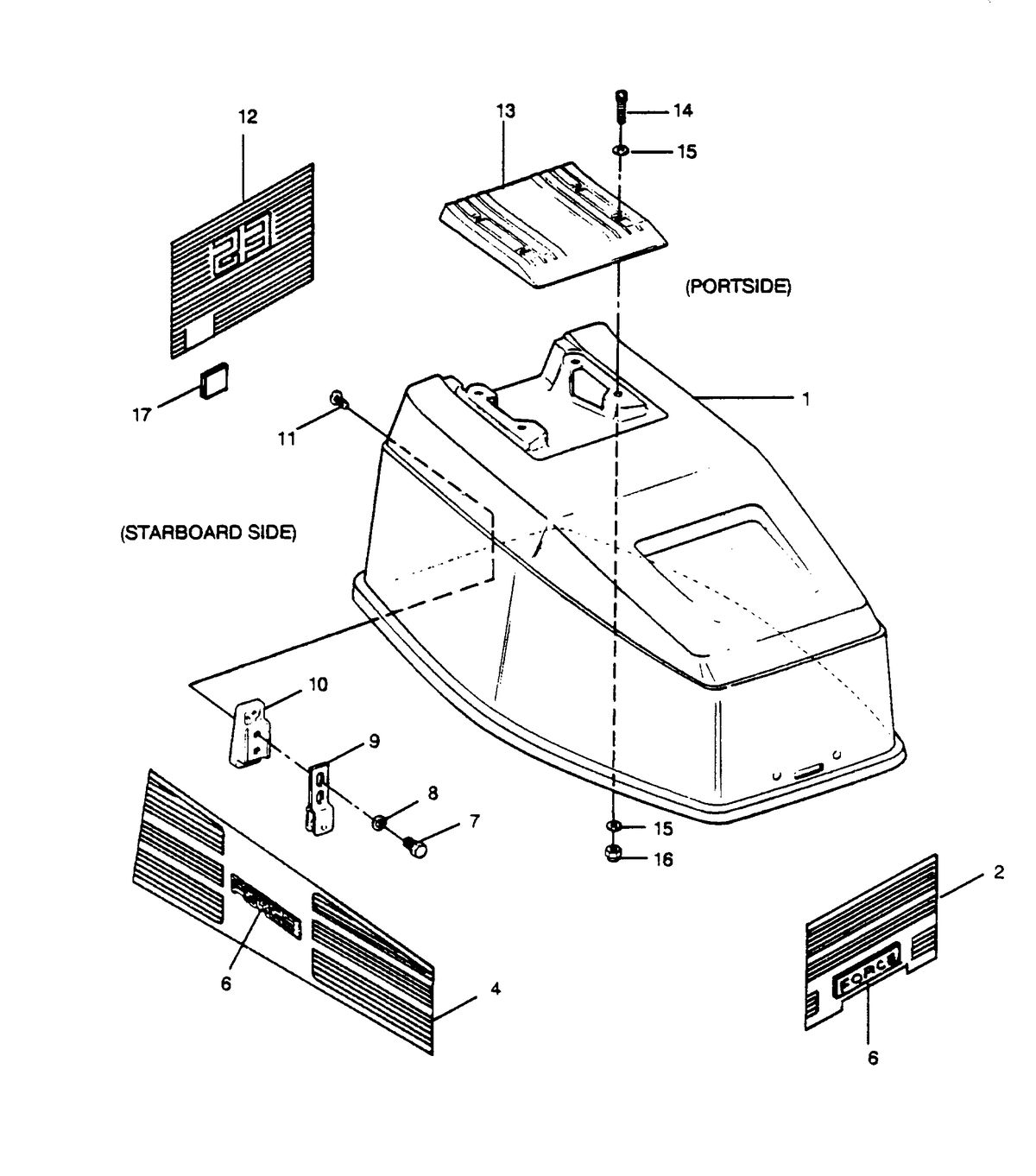 FORCE FORCE 1990 35 H.P. "B" MODELS ENGINE COVER (BAYLINER MODELS)