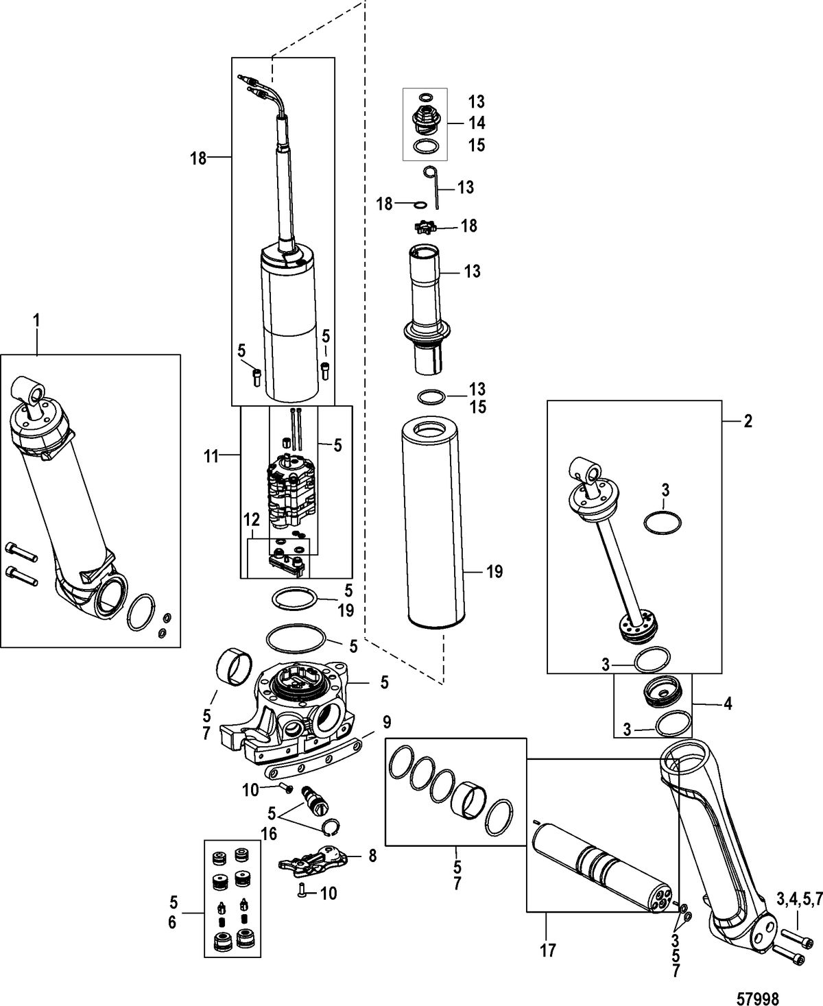 MERCURY/MARINER 350/350 PRO/400R VERADO (4-STROKE)(6 CYLINDER) Power Trim Components