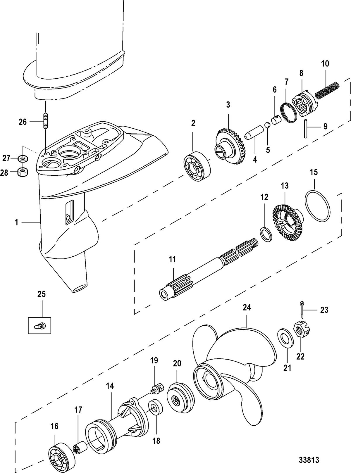 MERCURY/MARINER 15/20 CARBURETOR/2 CYLINDER/4-STROKE Gear Housing, Propeller Shaft