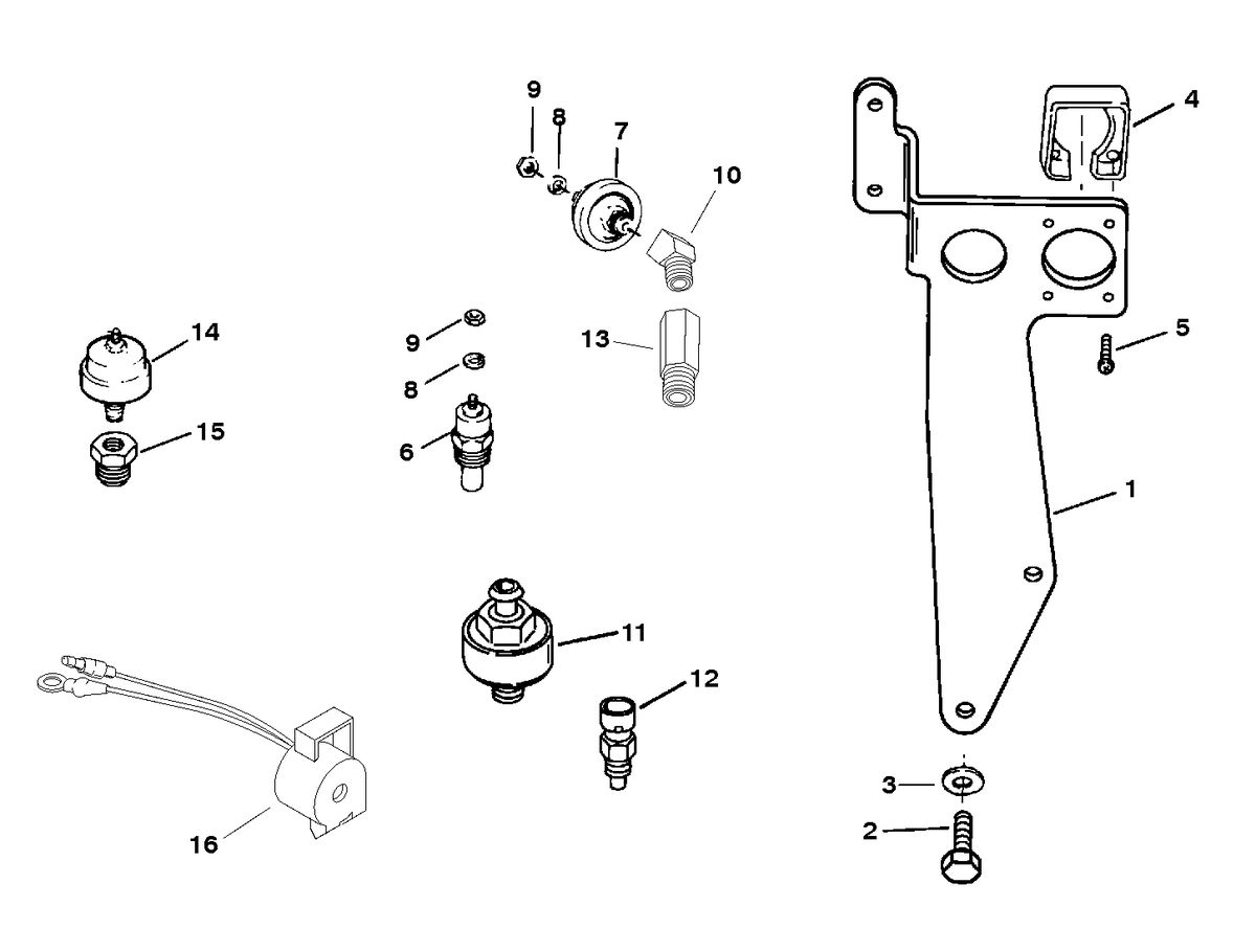 MERCRUISER MIE 454 MAG MPI SKI (GEN VI) SENDERS AND HARNESS BRACKET