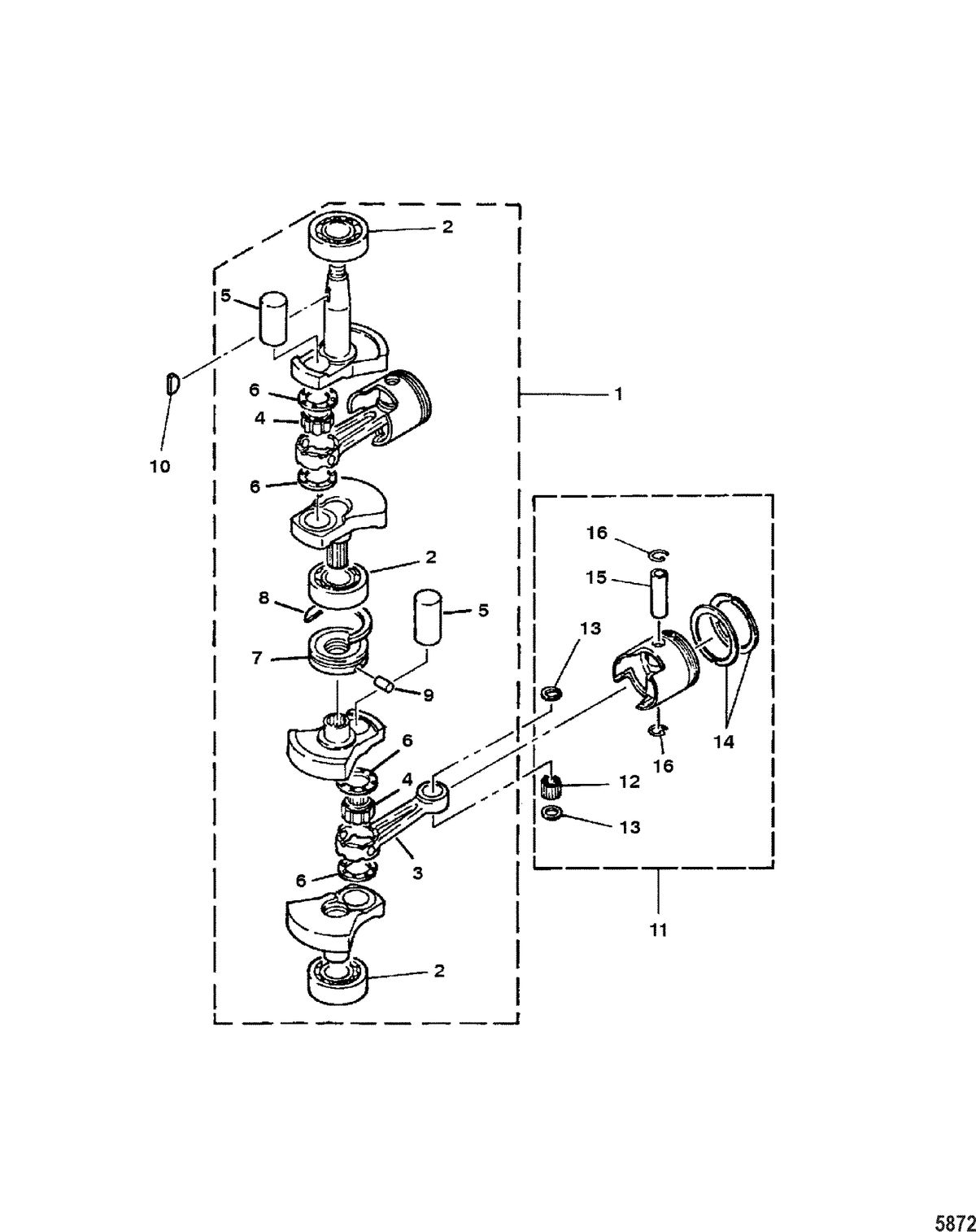 MARINER 8HP KEROSENE CRANKSHAFT AND PISTON