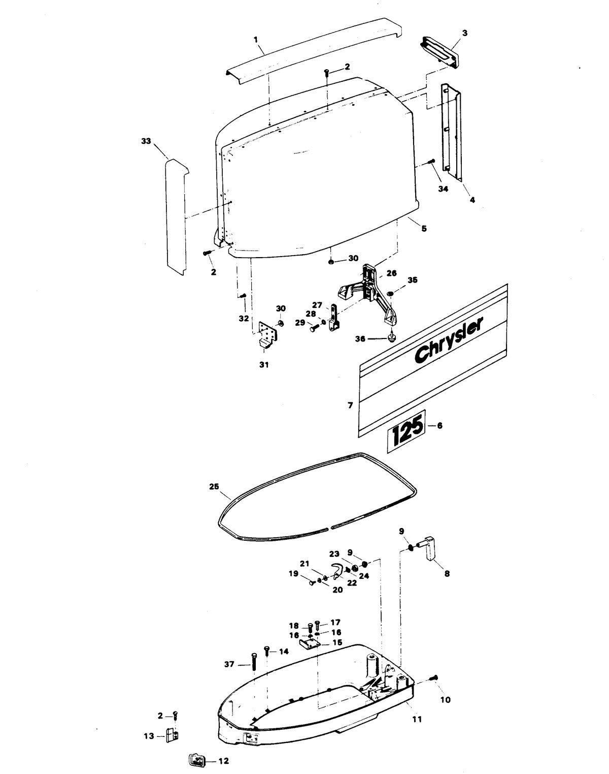 CHRYSLER 125 H.P. ENGINE COVER AND SUPPORT PLATE