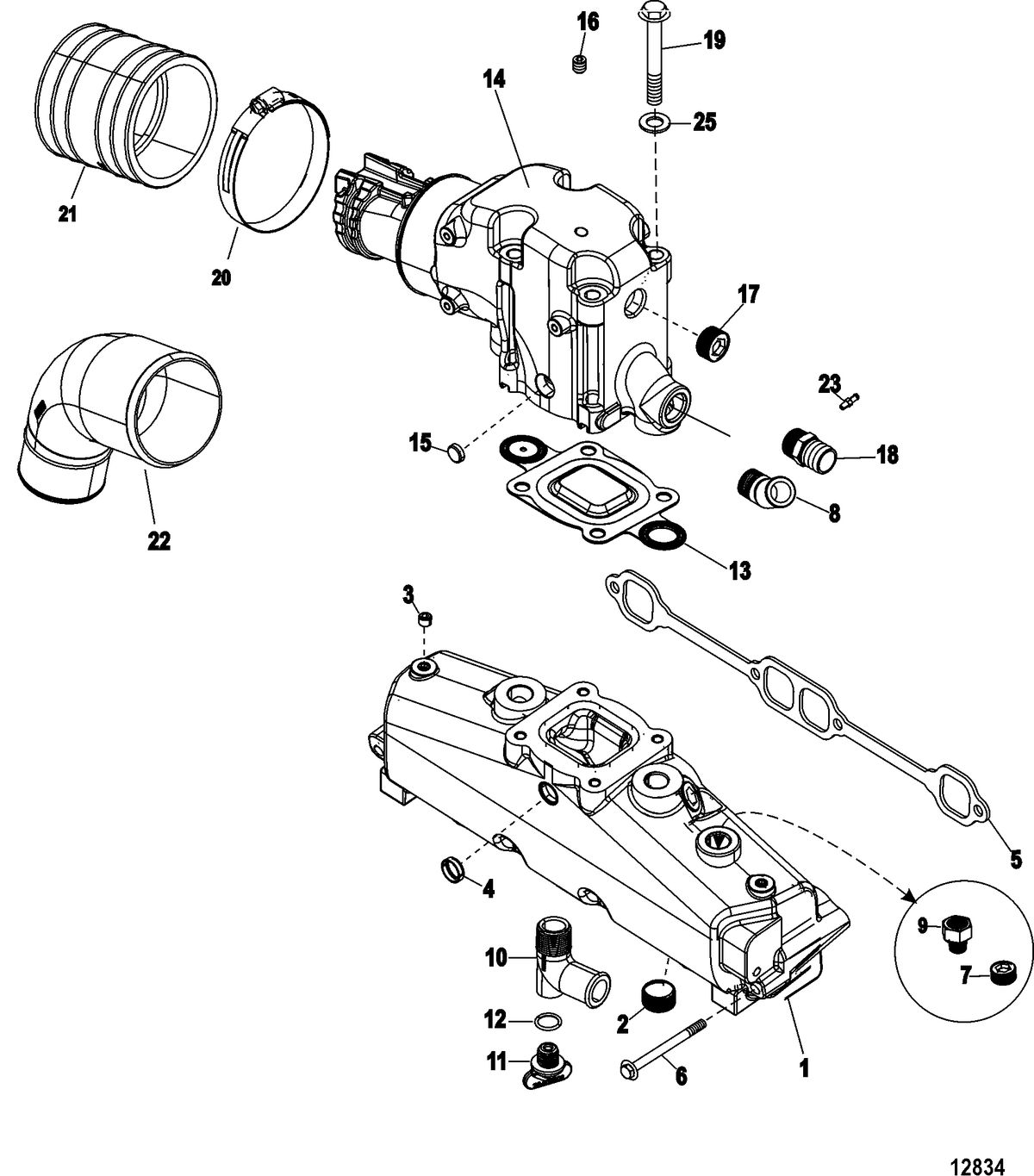 MERCRUISER 5.7L TOW SPORT Exhaust Manifold and Elbow