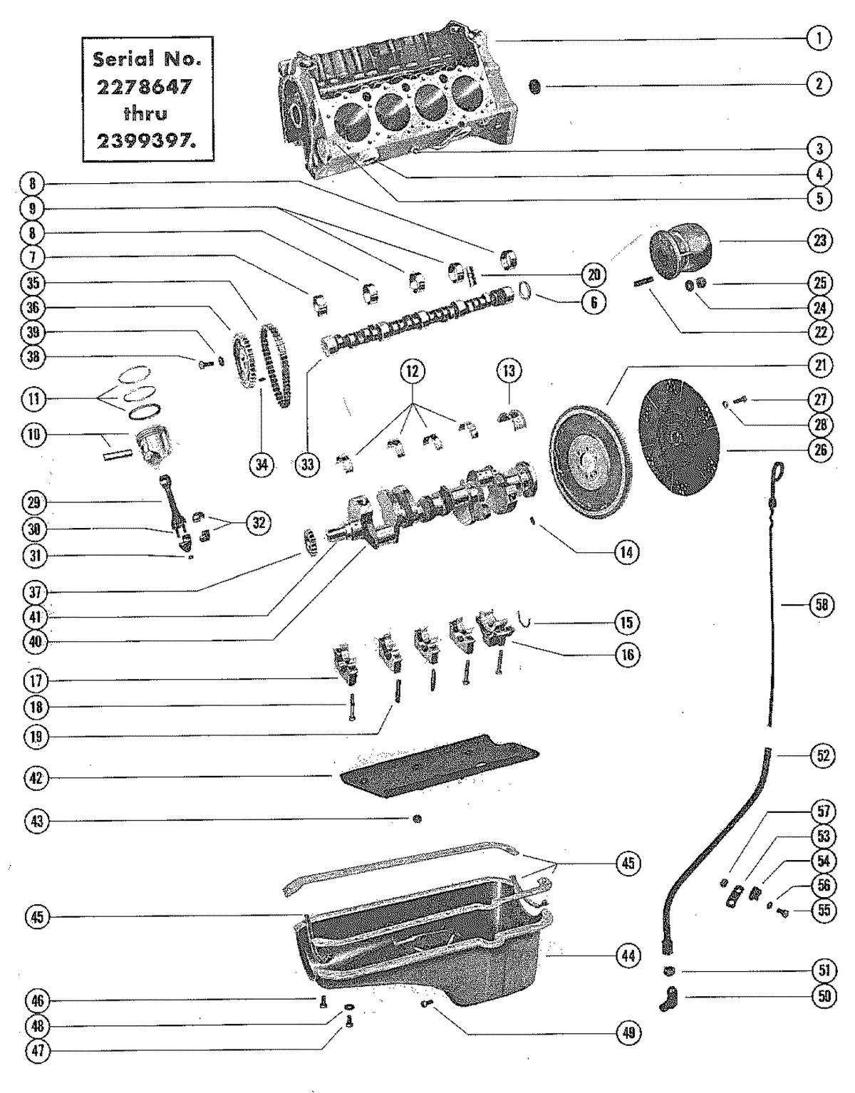 MERCRUISER 225 ENGINE (STERN DRIVE AND INBOARD) CYLINDER BLOCK, PISTON AND CRANKSHAFT