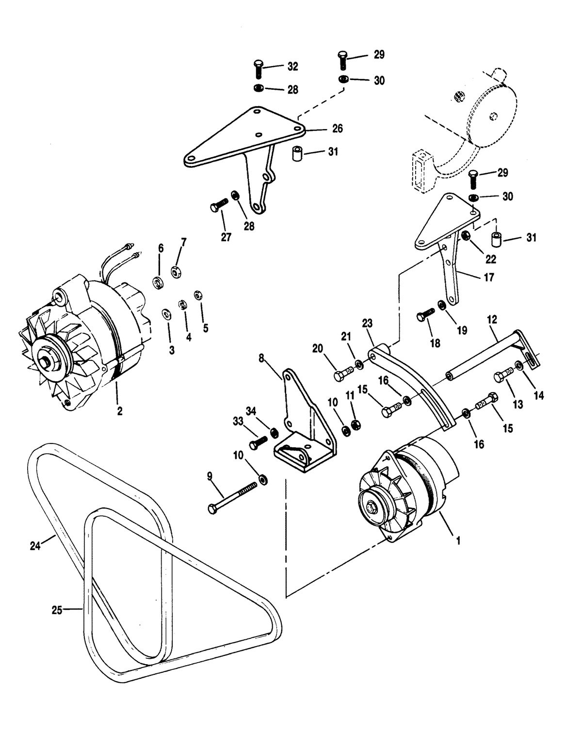 MERCRUISER D7.3L/270 DIESEL ENGINE (STERN DRIVE/INBOARD) ALTERNATOR AND V - BELTS (STERN DRIVE)