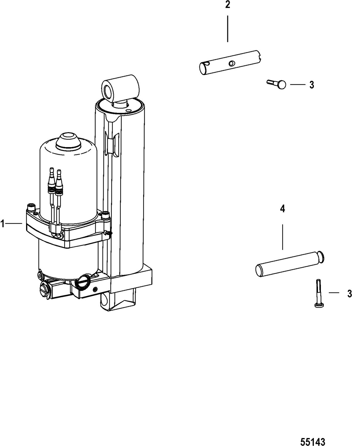 MERCURY/MARINER 75/90/115/125 DFI 1.5L (3 CYLINDER) Power Trim Assembly, 2B092563 and Above