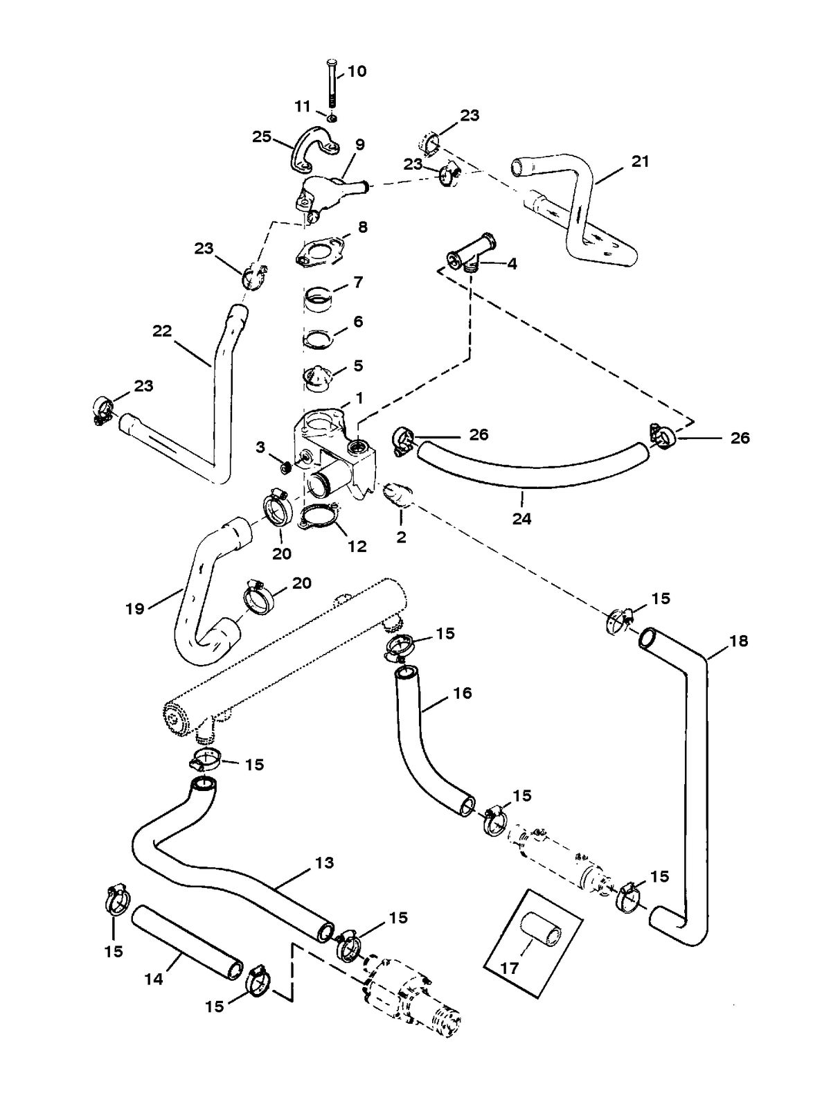 RACE STERNDRIVE 500 H.P. 8.2L (502 CI) ENGINE THERMOSTAT HOUSING
