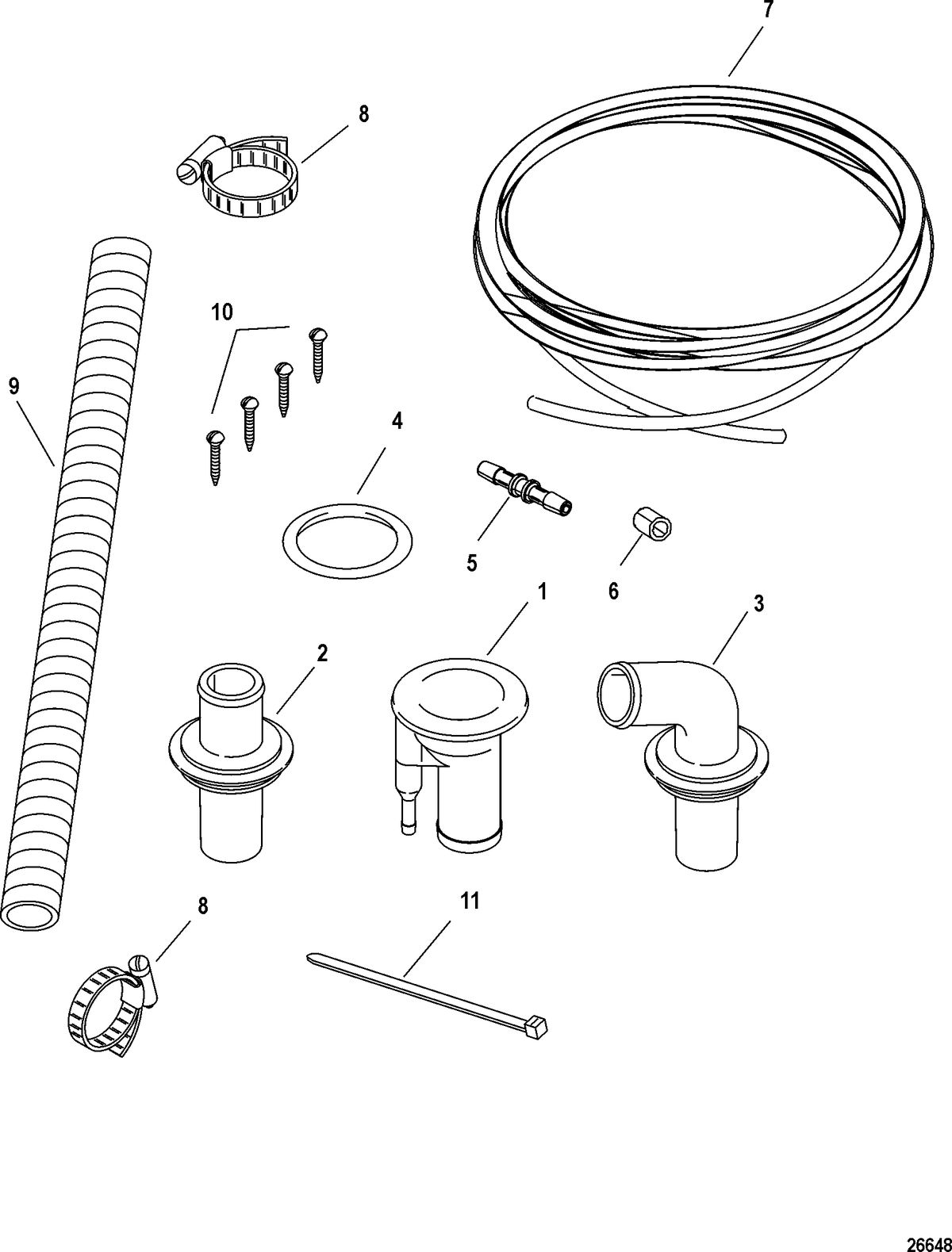 ACCESSORIES FUEL/OIL TANKS, LINES, FILTER KITS AND CORROSION Deck Oil Fill Kit(15969A09 / 10/ 11/ 13)