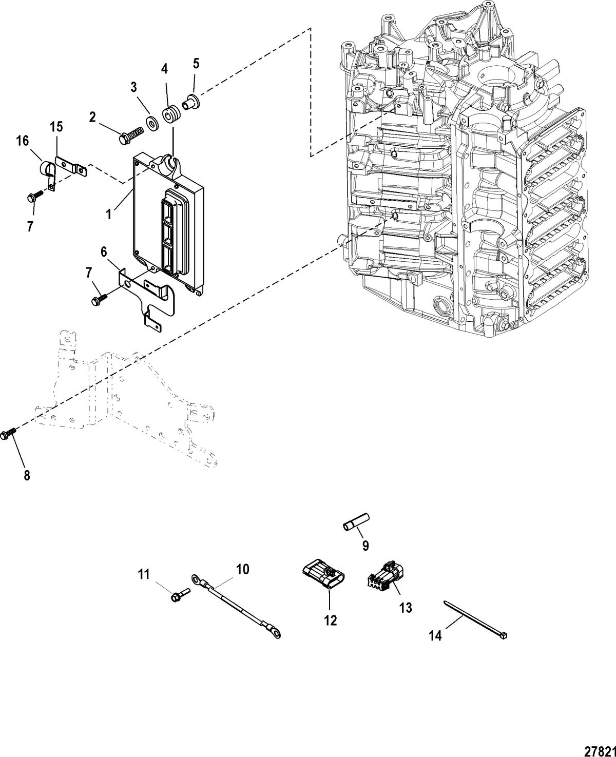 MERCURY/MARINER 200 OPTIMAX V6 DFI PCM Mounting