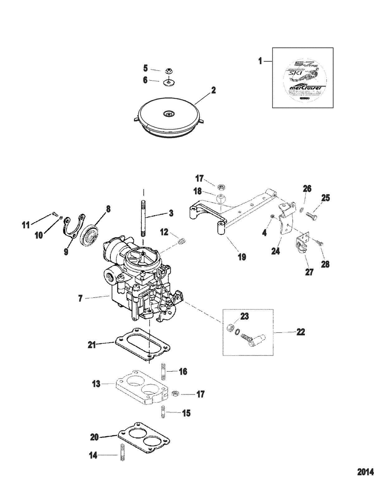 MERCRUISER 5.7L TOW SPORT Carburator and Throttle Linkage
