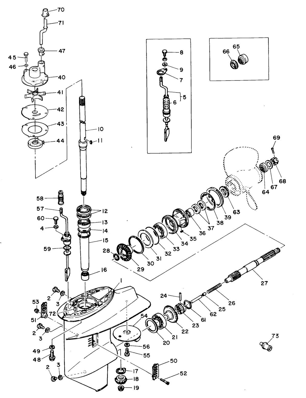 MARINER 28 HORSE POWER GEAR HOUSING ASS'Y