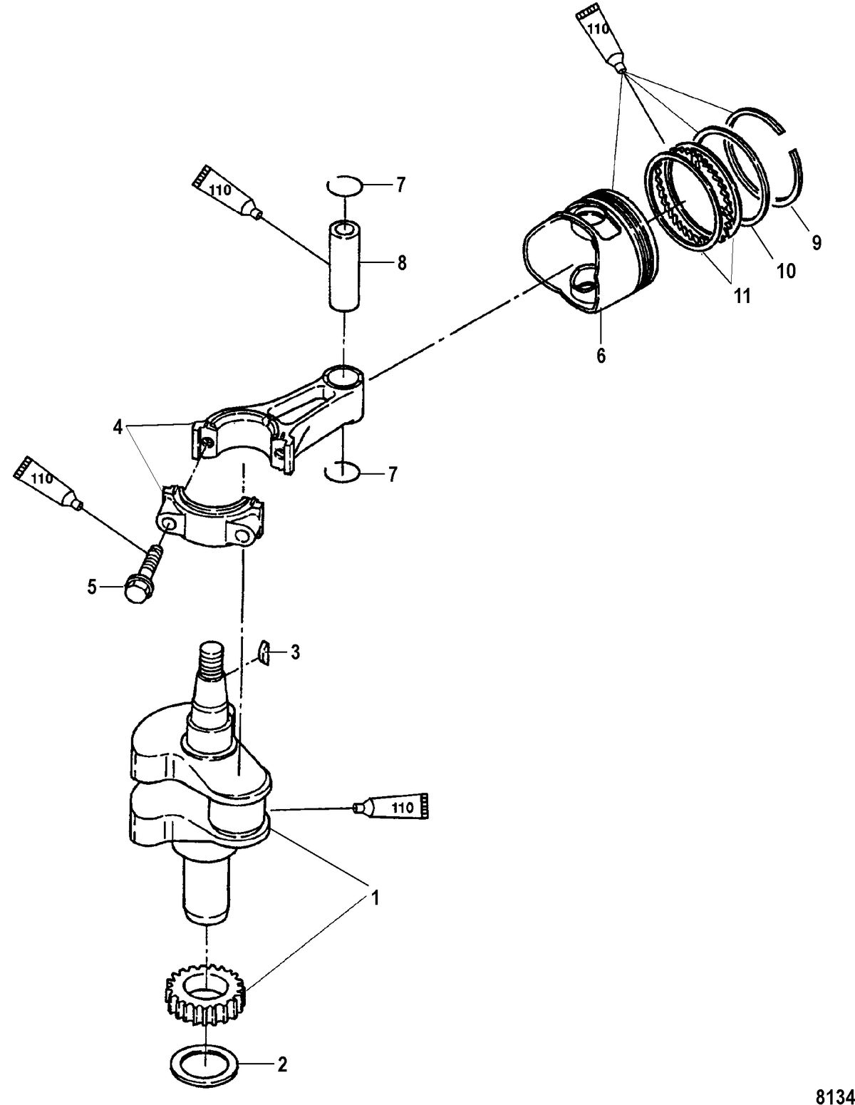 MERCURY/MARINER 4/5/6 4-STROKE Crankshaft, Piston and Connecting Rods
