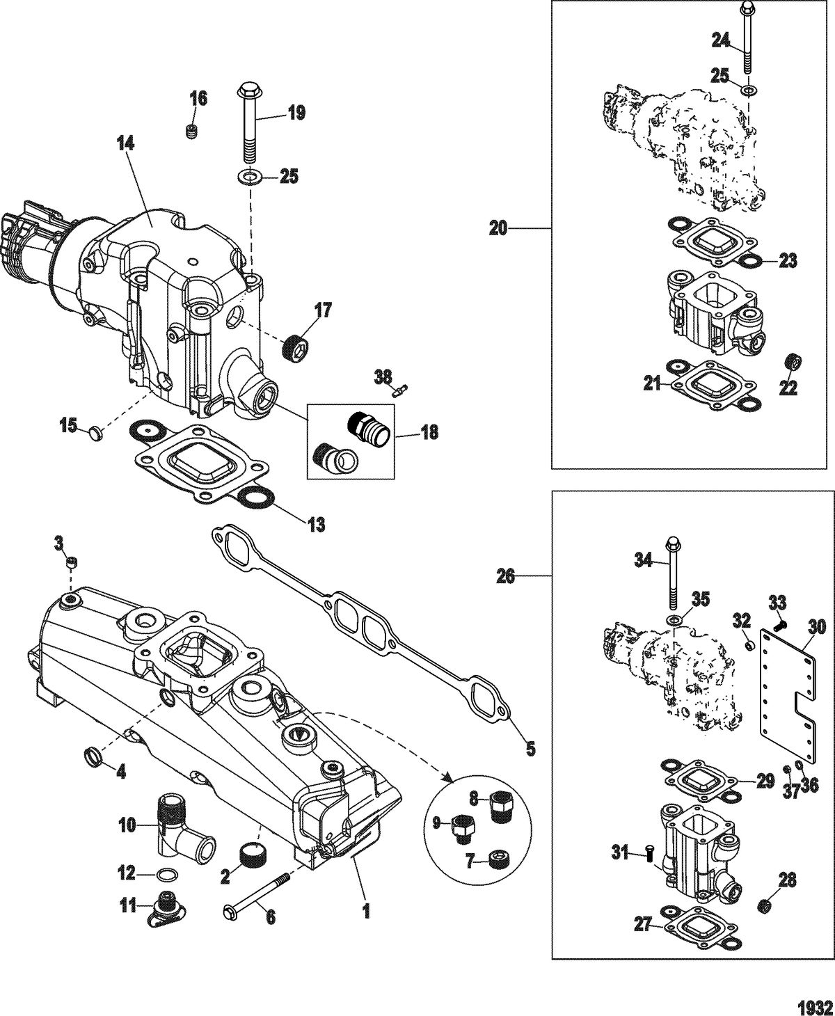 MERCRUISER 5.7L CARB INBOARD Exhaust Manifold and Elbow