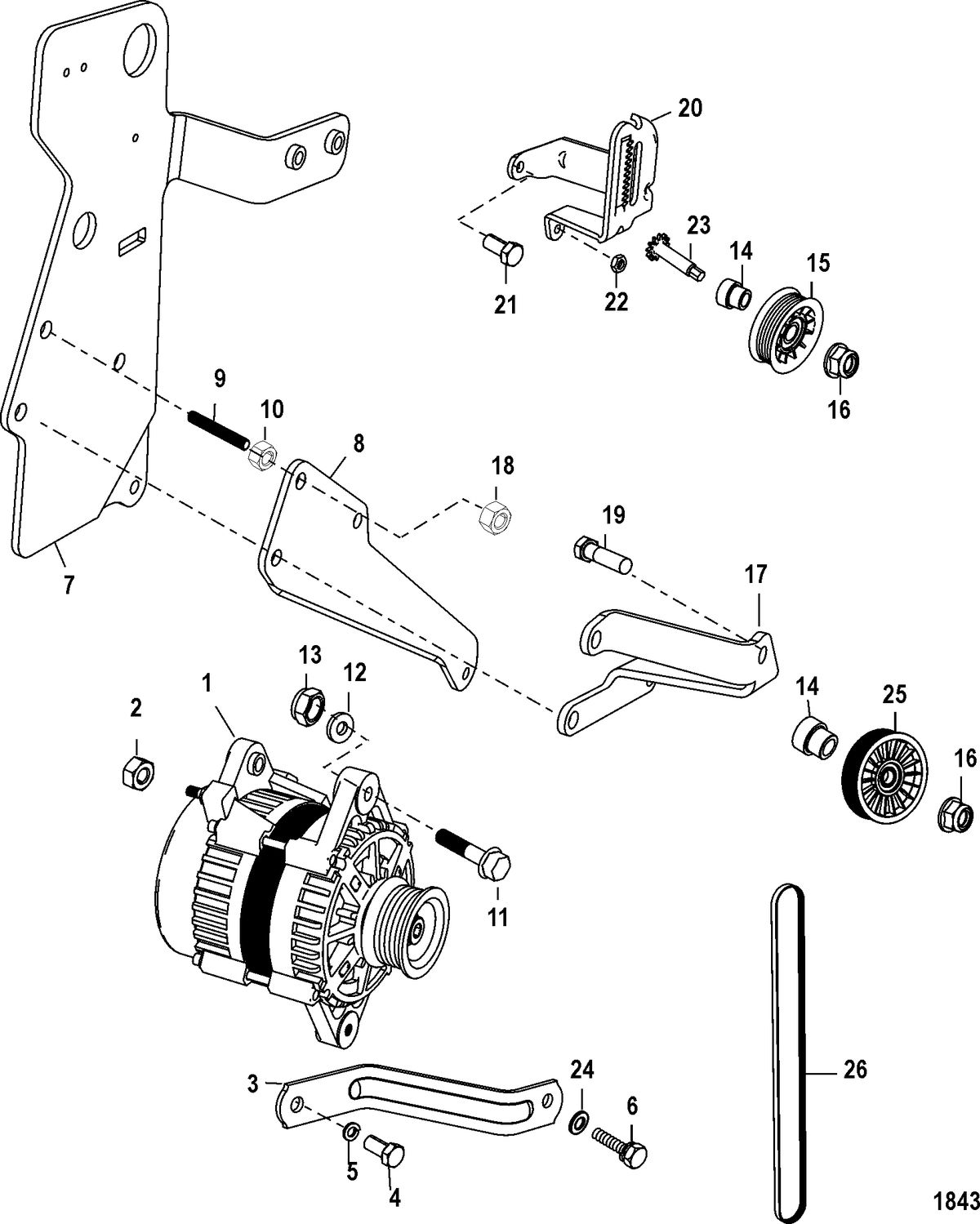 MERCRUISER 350 MAG MX 6.2L MPI SKI Alternator And Brackets