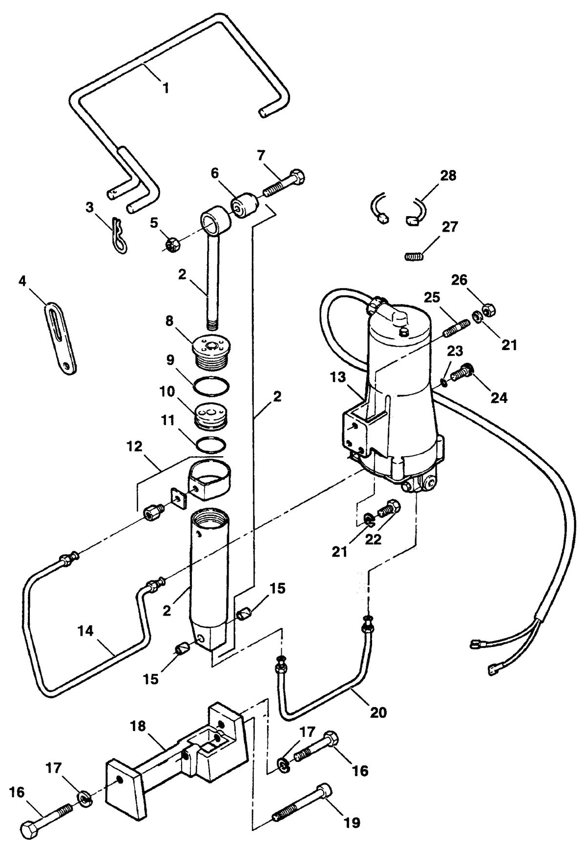 FORCE FORCE TRIM & TILT MODELS 35 THRU 75 HP TILT ASSEMBLY (F5H271)