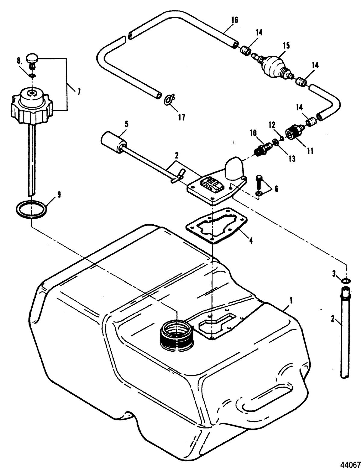 FORCE 90 HP FORCE Fuel Tank and Line