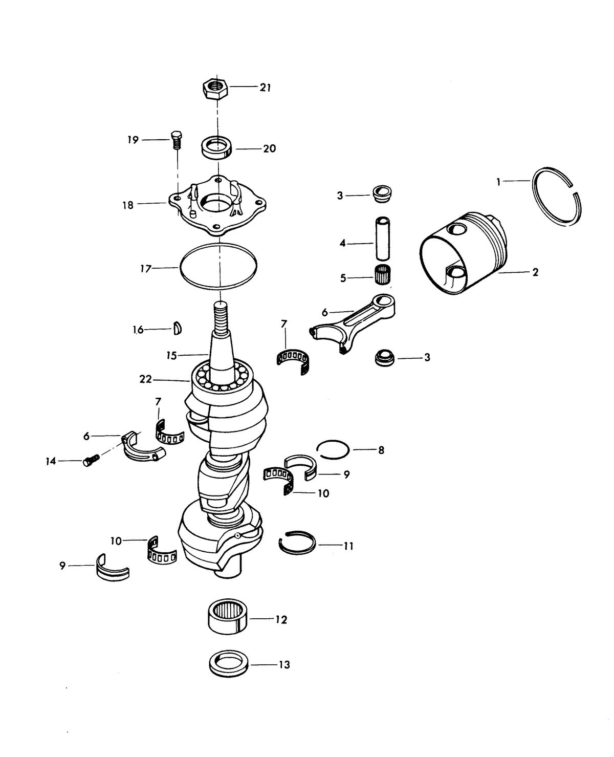 CHRYSLER 70 H.P. CRANKSHAFT AND PISTON GROUP